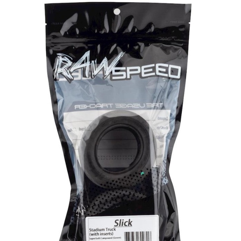 100401CB Raw Speed Slick – Stadium Truck Tires w/Inserts (1 pr) White – Clay