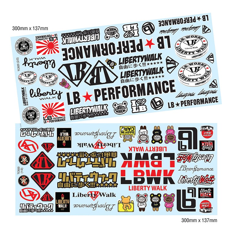 1-10 SLAPS: Liberty Walk – LB Performance Decal Sheet  LBWK DRIFT STICKERS [TEAM-C]  LBWK-920