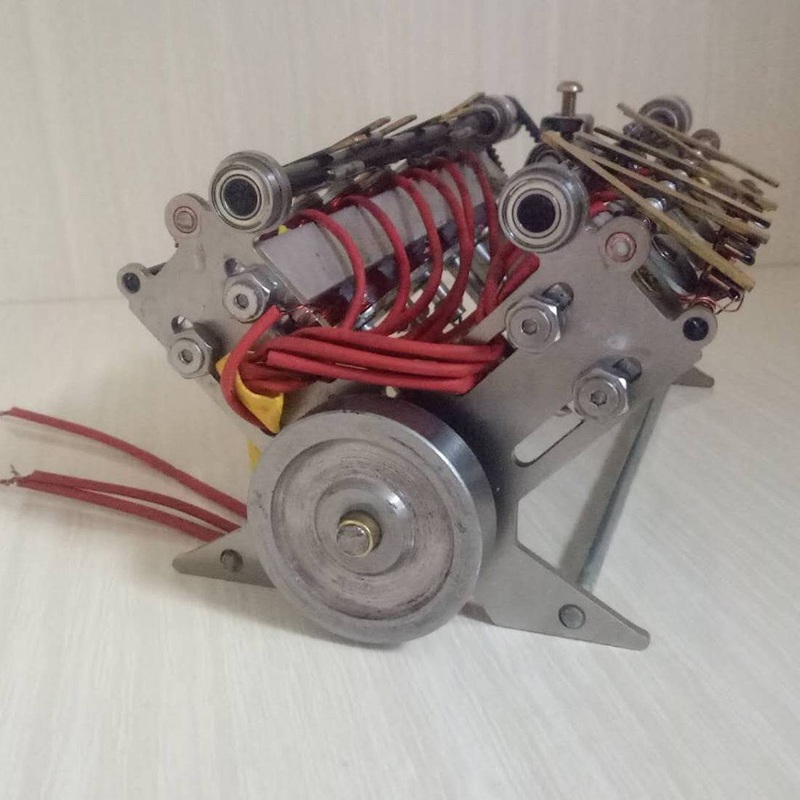 V12 High Speed Electromagnetic Solenoid Engine Model for Model Car Ship