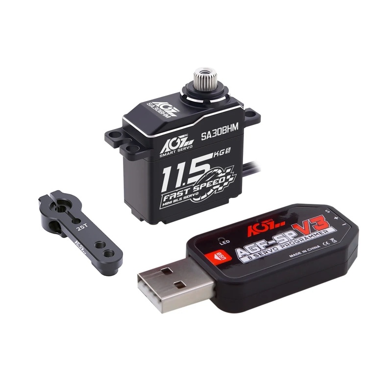 AGFRC SA30BHM – 11.5KG HV High Speed Programmable Motor Brushless Mini Smart Steering RC Servo for 1/12 1/16 RC Car Rock Crawler only USB AGF-SPV3