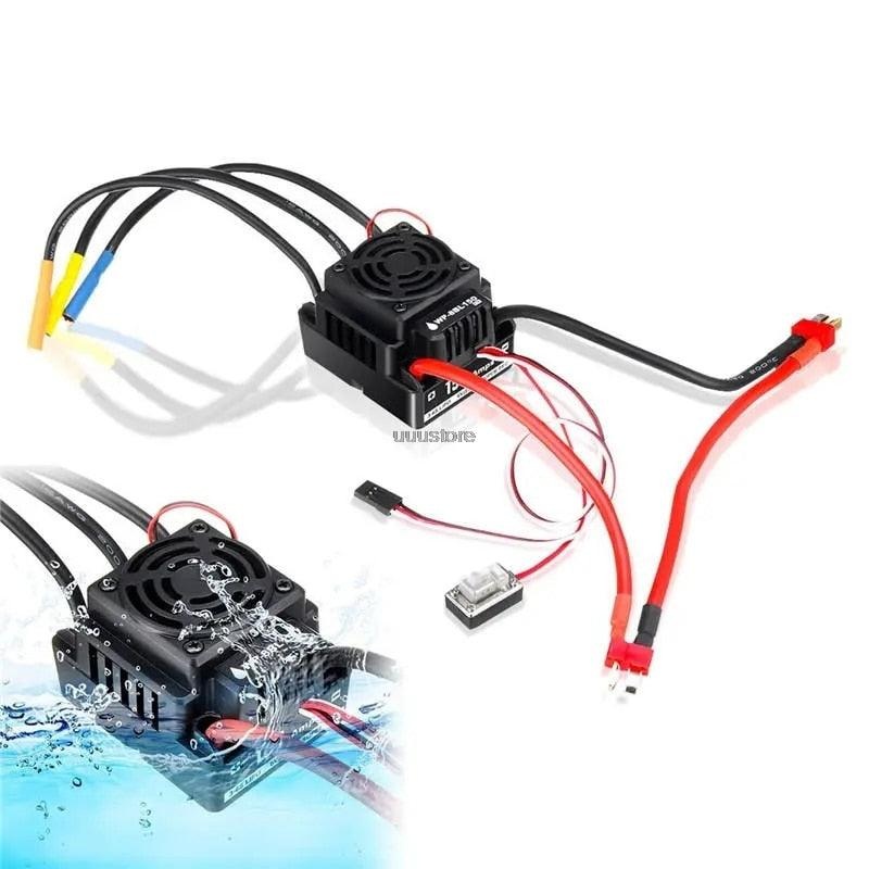 HobbyWing QuicRun WP-8BL150 ESC – Black 1/8 Brushless WaterProof 150A Electronic Speed Controller Use 3-6S Lipo Double T / XT60 Connector For RC Drone Airplane Cars Double T plug