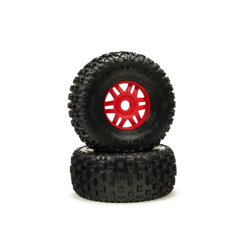 ARA550065 DBOOTS ‘Fortress’ Tire Set Glued (Red) (2pcs)