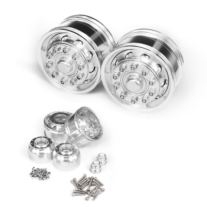 LESU Metal Front Unpowered Wheel Hub A Spare Part Rubber Tires for 1/14 Tamiya Model RC Tractor Truck Radio Controlled Emulated Car 1Pair Wheel Hub A