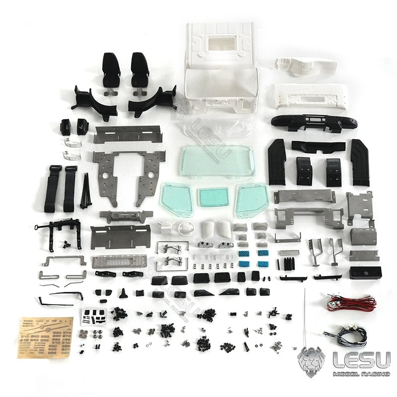 Plastic Cabin Shell Cabin KIT With Light Hinge Head Beam Buckle for DIY 1/14 LESU VM RC Tractor Truck Remote Control Car A