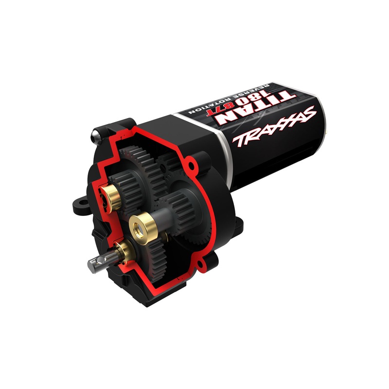TRAXXAS TRX4M Transmission, complete (high range (trail) gearing) (16.6:1 reduction ratio) (includes Titan 87T motor)