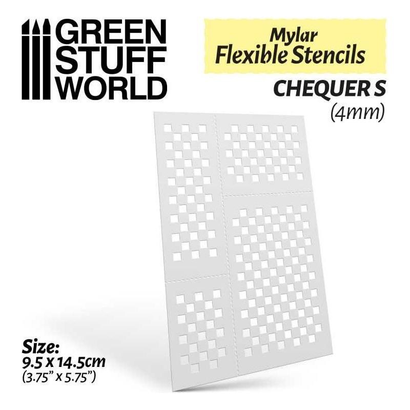 GREEN STUFF WORLD Flexible Stencils – CHEQUER S (4mm)