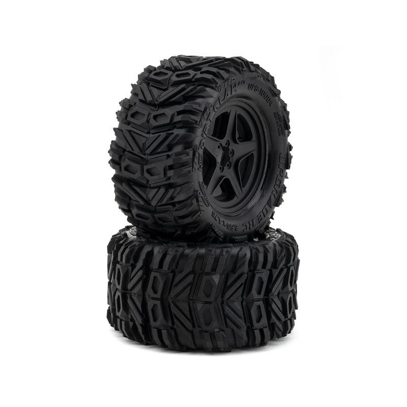 UpGrade RC Low-Pro BELTED Dirt Claw 2.8″ Pre-Mounted All-Terrain Tires w/5-Star Wheels (2) (17mm/14mm/12mm Hex)
