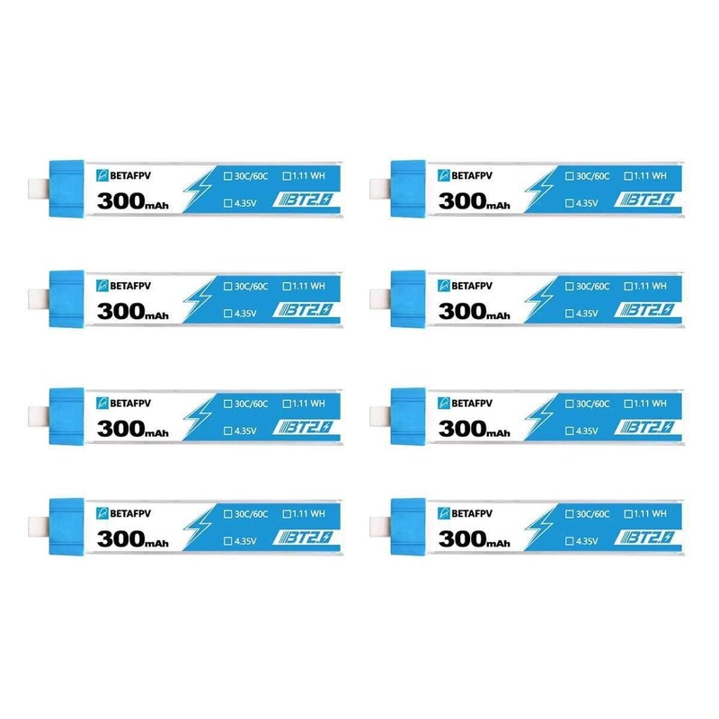 BetaFPV 3.8V 1S 300mAh 30C LiHV Whoop/Micro Battery 8 Pack – BT2.0
