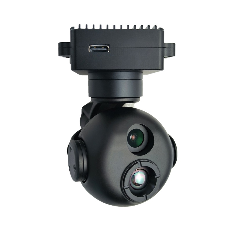 TOPOTEK KHP290A609 Dual Light Drone Gimbal – 9x Digital Zoom 1080P Visible Light Camera + 9.1mm 640×512 Thermal Imaging 3-Axis IP/HDMI PTZ Gimbal