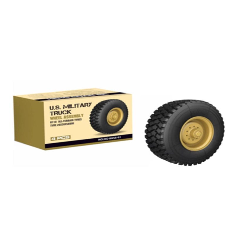 4Pcs Rubber Tire for Toyan 1:12 8 x 8 RC Simulation Military Truck Model – Desert Yellow / Olive Drab