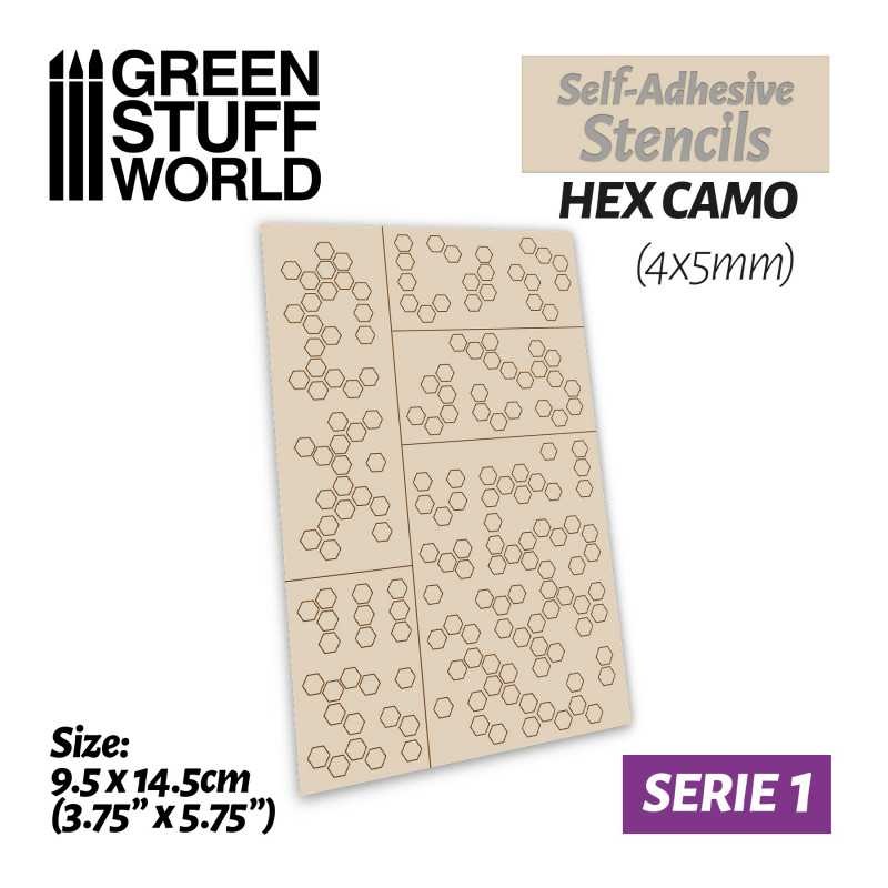 GREEN STUFF WORLD Self-adhesive stencils – Hex Camo