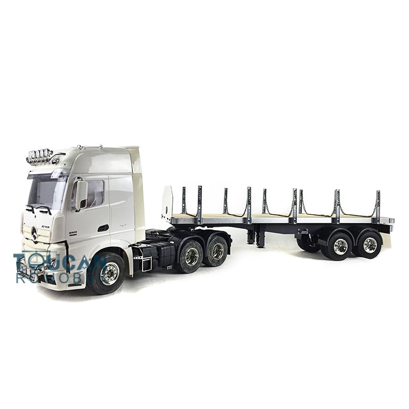 Toucan Hobby 1/14 RC 6*4 HighlineRC Tractor Truck 2Axles Remote Controlled Flatbed Car Chassis Container Semi-Trailer DIY 1PC 6X4 Tractor Truck Comes WITH 1PC Motor & 1PC 2Axles Flatbed Trailer