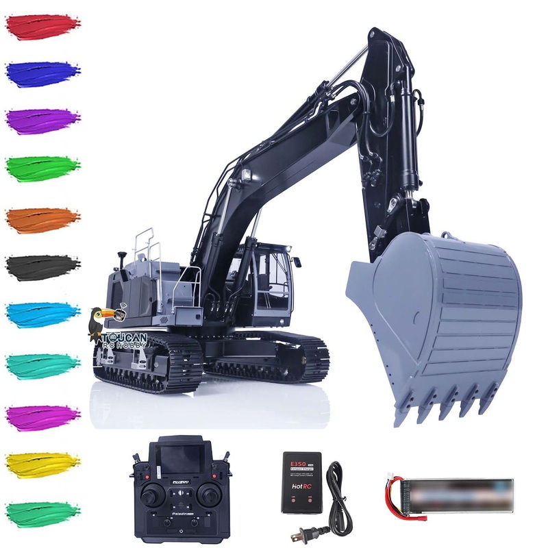 1/14 Metal LESU LR945 RC Hydraulic Excavator Remote Controlled Digger Assembled Painted Model PL18EV Lite ESC Servo comes WITH Battery & Controller & Receiver & Charger WITHOUT Sound