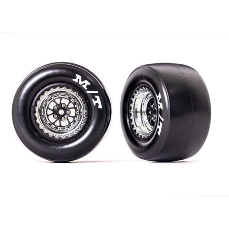 Traxxas 9476x Tires & wheels premounted (Weld glossy black wheels) (2)
