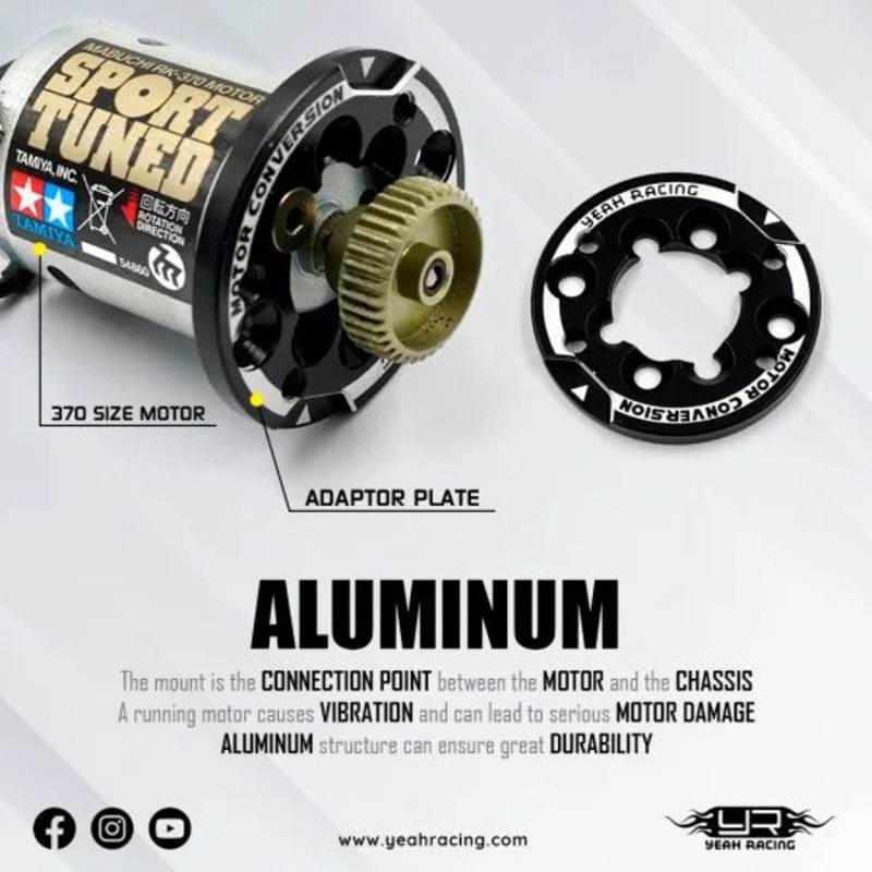 Aluminum 540 Motor Mount (370/380 to 540) [Yeah Racing] YA-0720BK