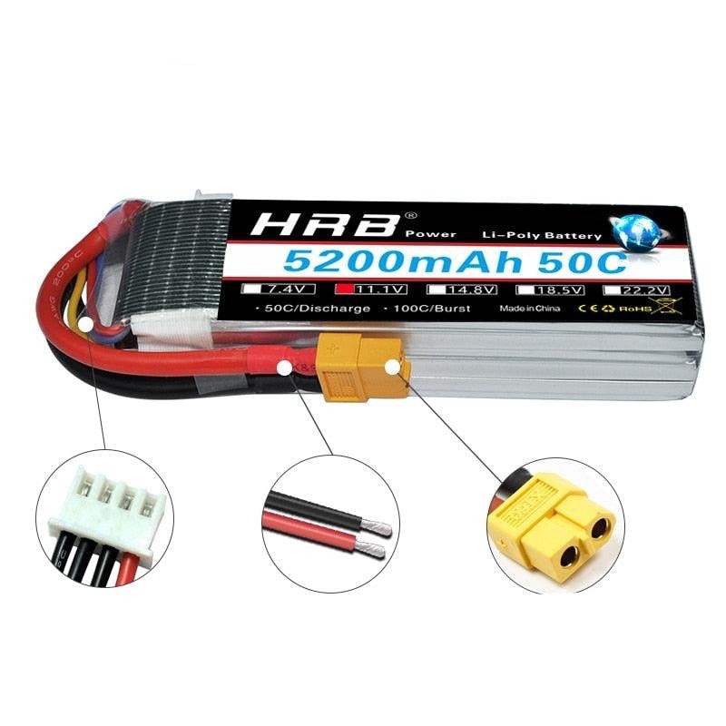 HRB 5200mah 3S 11.1V – Deans T XT60 Lipo Battery 14.8V 50C 4S 5S 6S 7.4V 2S 18.5V 22.2V For Airplanes Catamaran Boats Car RC Drone FPV Parts 1S 3.7V Cell China 50C