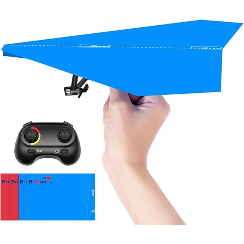 RC Paper Plane, Remote Control Airplane Kit with Colored Papers, Easy Fly Toy for Kids DIY STEM KIT (Birdy X 2.0)
