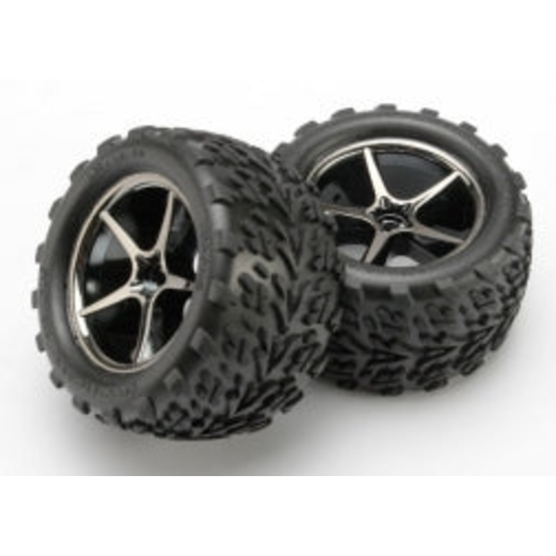 Traxxas Pre-Mounted Talon Tires w/Gemini Wheels (Black Chrome) (2)