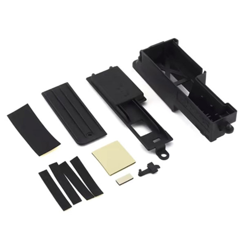 Traxxas Electronics box, right/ box cover/ charge jack plug (rubber)/ foam padding and adhesive