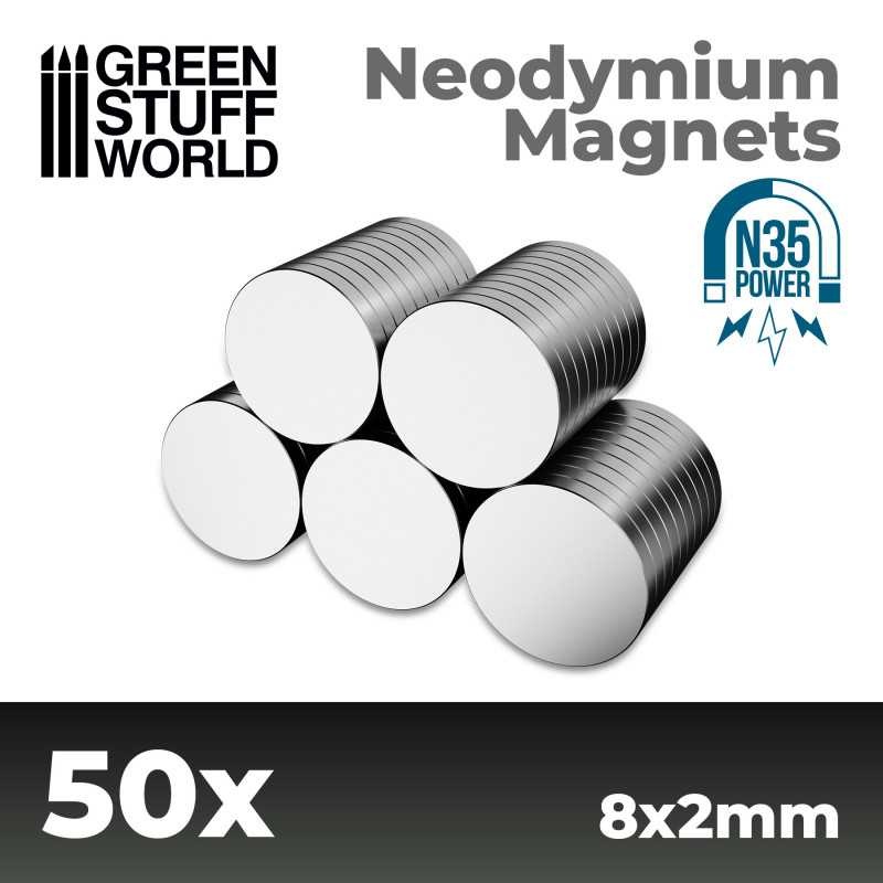 GREEN STUFF WORLD Neodymium Magnets 8x2mm – 50 units (N35)