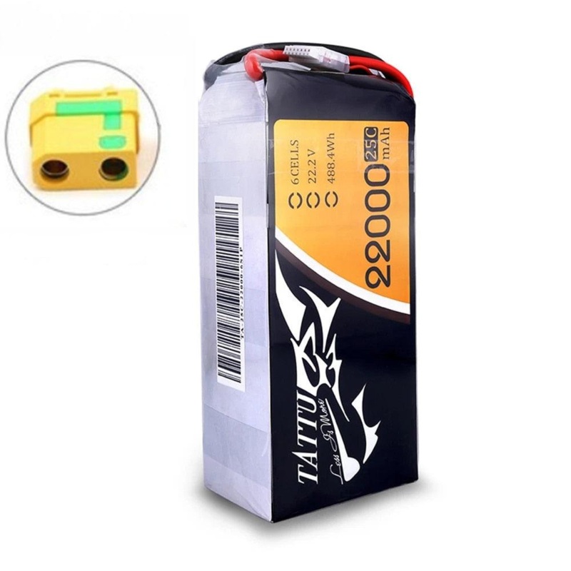 TATTU 22000mAh 22.2V 6S 488wh LiPO Battery Burst 25C for Big Load Multirotor FPV Drone Hexacopter Octocopter Agriculture Drone Battery XT60 Plug