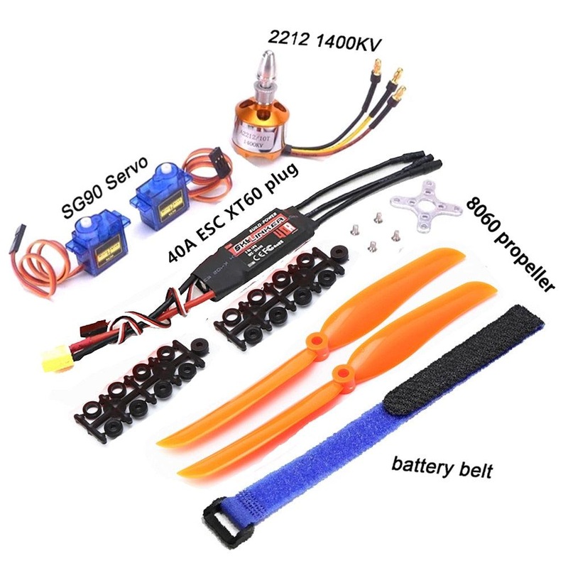 A2212 2212 1000KV 1400KV 2200KV Brushless Motor 30A 40A / 40A BLheli ESC SG90 9G Micro Servo for RC Fixed Wing Plane Helicopter 2212 1400KV 30A T
