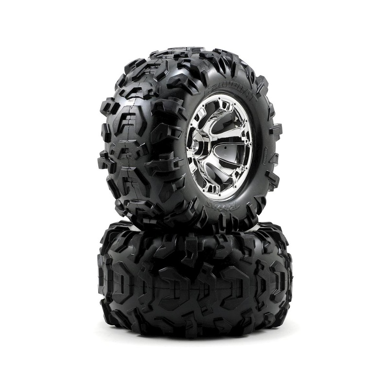 Traxxas Canyon 3.8″ Pre-Mounted Tires w/Geode Wheels (2) (Summit) (Chrome)