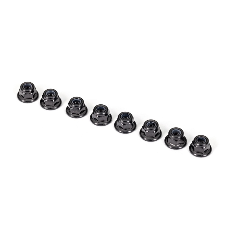 Traxxas 3 mm Flanged Nylon Black Locking Nuts (8)