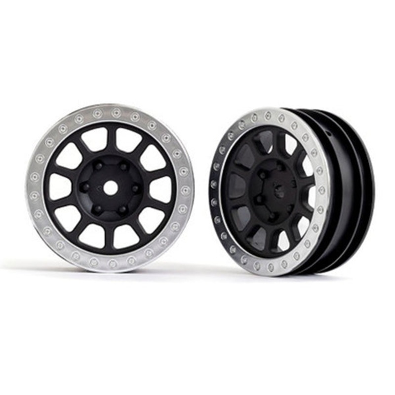 Traxxas Bandit Wheels, 2.2′ graphite gray, satin chrome beadlock (2)