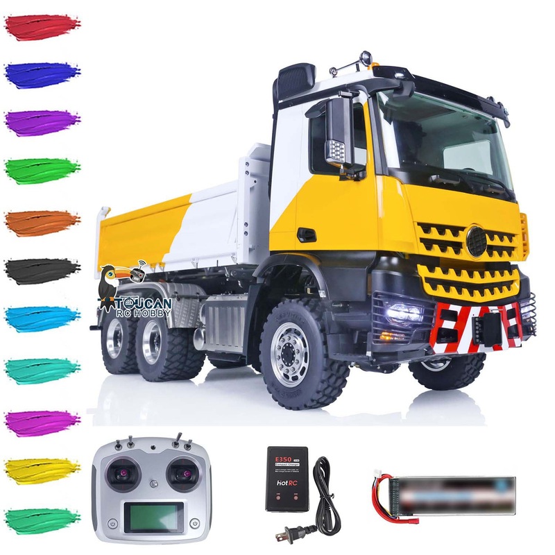 LESU 1/14 6×6 RC Hydraulic Dumper Truck 3-Axle Remote Controlled Tipper Eletrci Car Emulated Model Painted Assembled DIY Comes WITHOUT Battery & Radio System & Charger