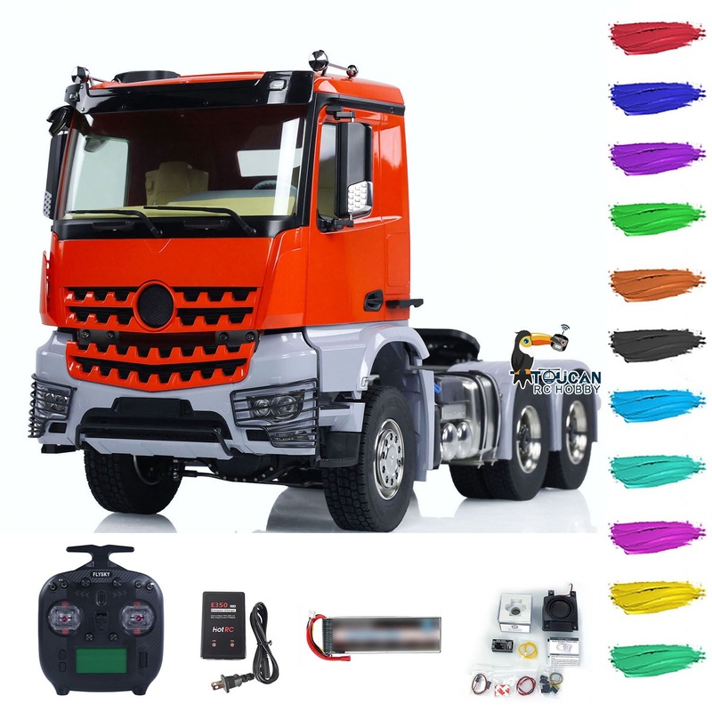 1/14 6×6 Metal Chassis for RC Tractor Truck RTR Electric Car Simulation Model 3-speed Gearbox Assembled Painted Models