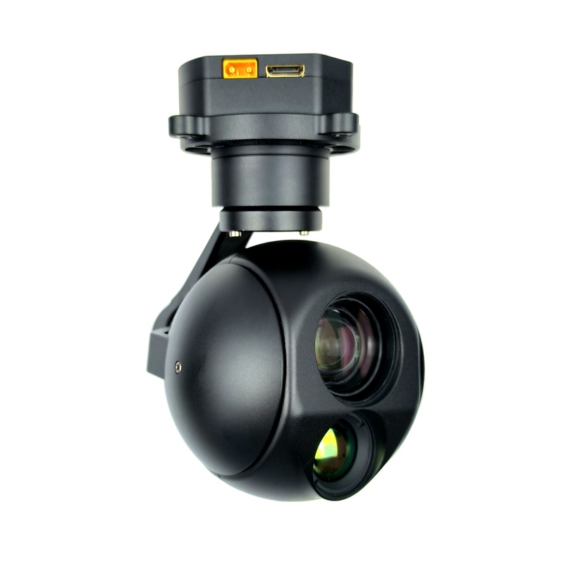 TOPOTEK KHY10G619 Dual Light Drone Gimbal – 90x Mixed Zoom 1080P Visible Light Camera + 19mm 640×512 Thermal Imaging 3-Axis Stabilized PTZ Gimbal