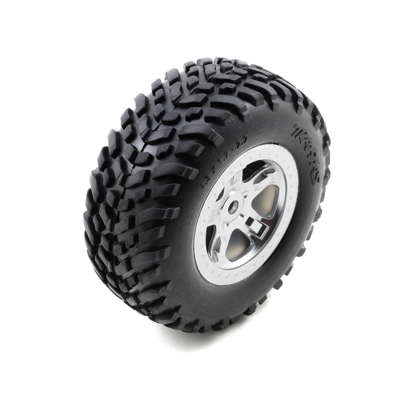 Traxxas SCT 14mm Pre-Mounted Tires & Wheels w/Satin Chrome Beadlock (Chrome) (2) *Discontinued