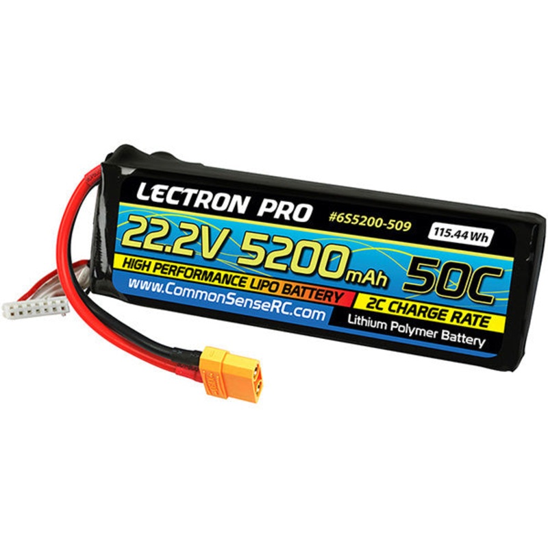 Common Sense RC Lectron Pro 22.2V 5200mAh 50C Lipo Battery with XT90 Connector