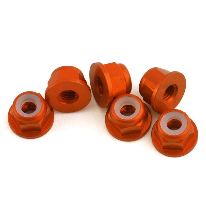 1UP Racing 3mm Aluminum Flanged Locknuts (Orange) (6) 1UP870603