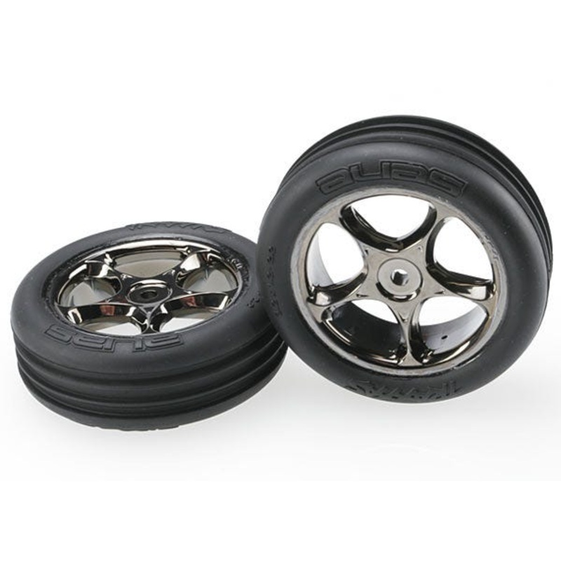 Traxxas Wheel&Tire Black Chrome 2.2 Ribbed Front Tire