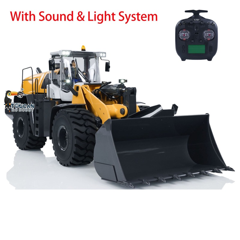 XDRC 1/14 Scale Hydraulic RC Loader 580 Radio Control Construction Vehicle Electric Model Sound Light DIY Cars Yellow