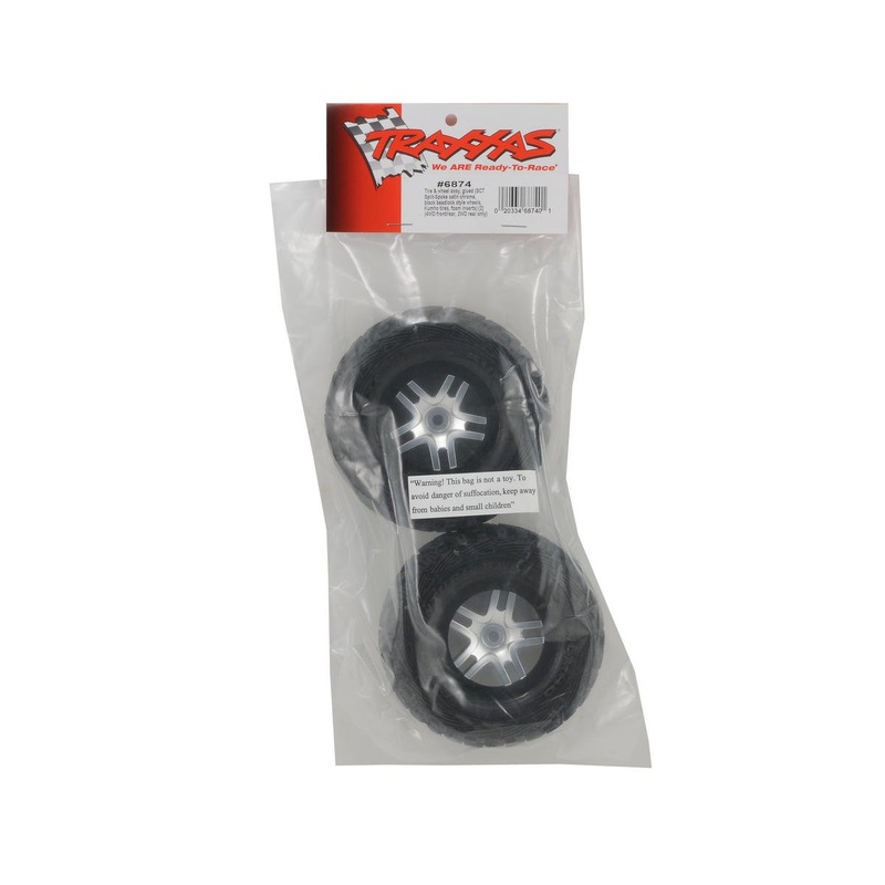 6874 Traxxas Kuhmo Venture MT Rear Tires (2) (Satin Chrome) (Standard) w/Split-Spoke Rear Wheel