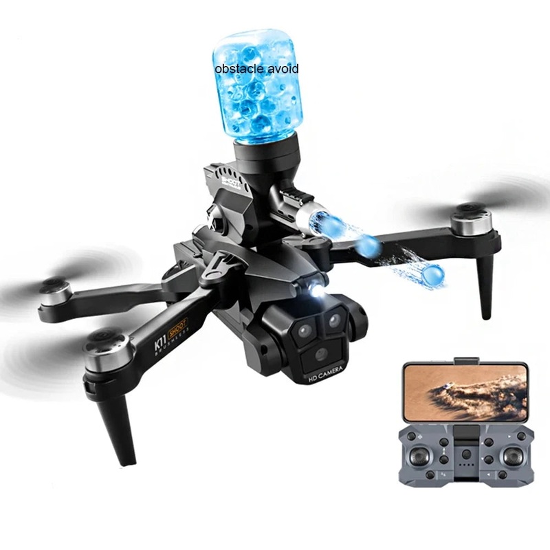 K11 Max Drone with Water Bombs – Professional Aerial Photography Aircraft 8K Three Camera Obstacle Avoidance Foldable Quadcopter K11-Black
