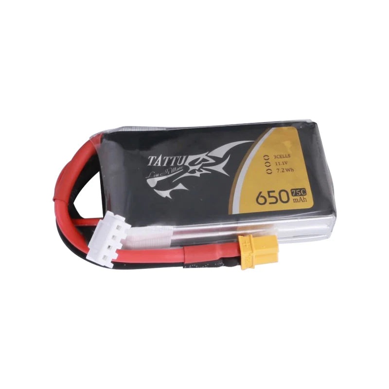 TATTU 3S/4S 11.1/14.8V 650mAh 75C LiPo Battery For FPV Racing Drone With XT30/XT60 Plug 3Pcs 11.1V With XT30