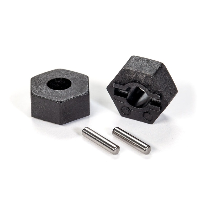1654 – Traxxas Wheel hubs, hex (2)/ stub axle pins (2)