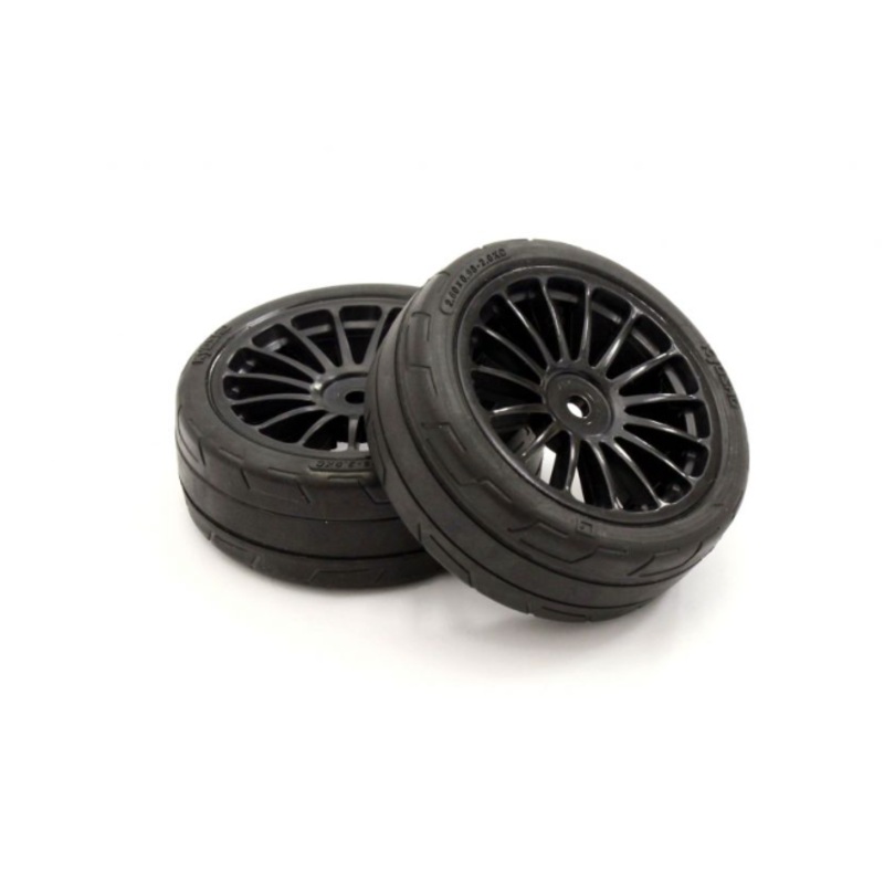 Kyosho FATH702BKM Premounted Tire FZ02(15-Spoke BK/M/2pcs)