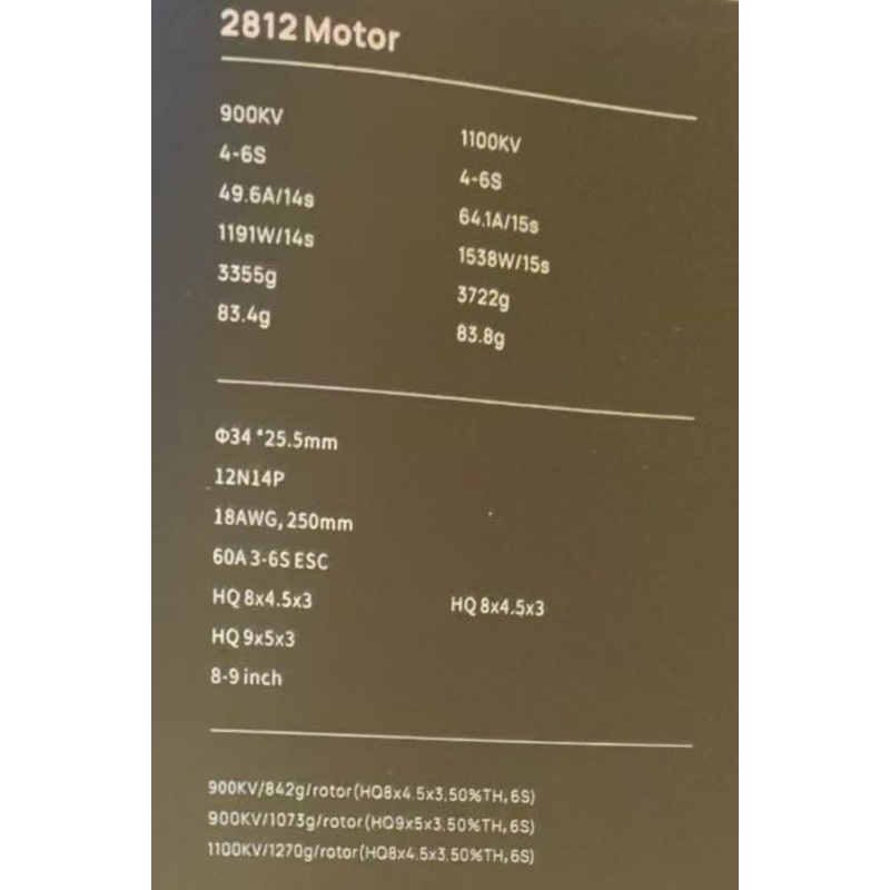 Hobbywing XRotor 2812Motor – 900KV 1100KV Brushless FPV Motor Suitable for 8-9 inch FPV Drone 900KV