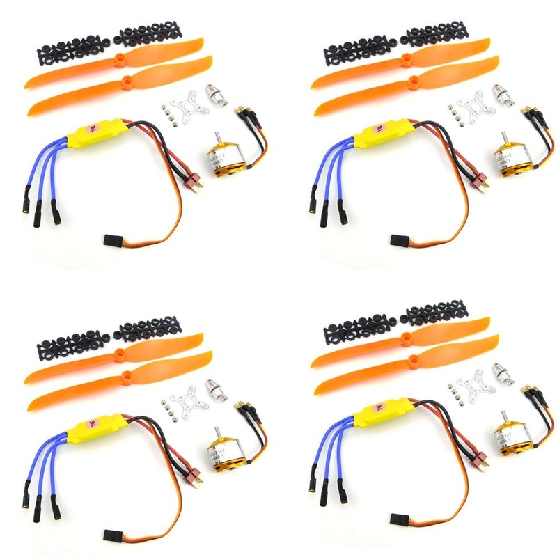 4Sets XXD A2212 A2208 Brushless Motor 930KV 1000KV 1400KV 2200KV 2600KV 1100KV 30A ESC Propeller Combo for RC Multirotors 4Sets A2212 930KV