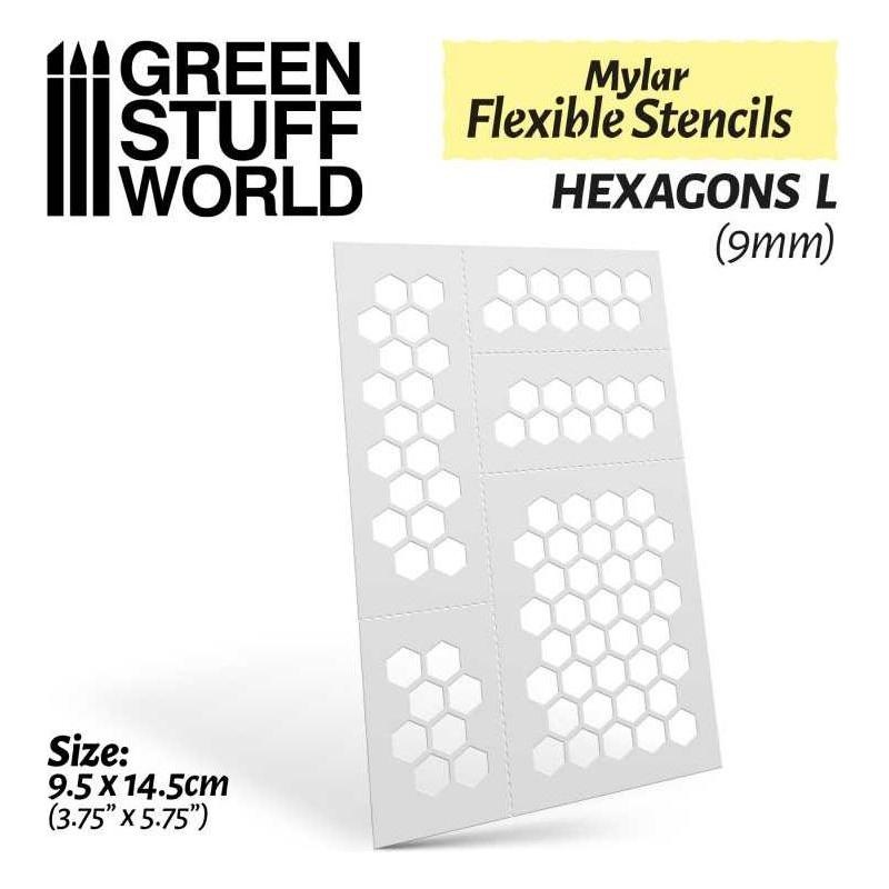 GREEN STUFF WORLD Flexible Stencils – HEXAGONS L (9mm)