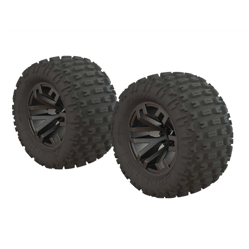 Arrma Dboots ‘Fortress MT’ Tire Set Glued Gun Metal (2)