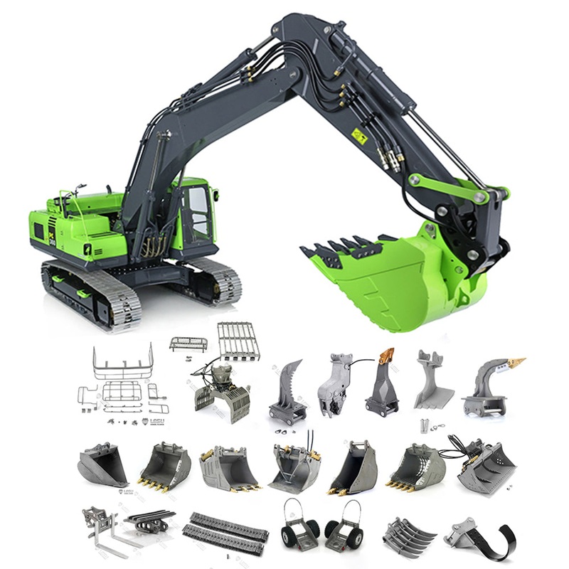 LESU 1/14 PC360 RC Hydraulic Excavator Metal Tracks Ripper Pump Grab Bucket fork Bucket Crusher Trailer Digging Tool Rack Type1: Assembled & Painted RTR Excavator