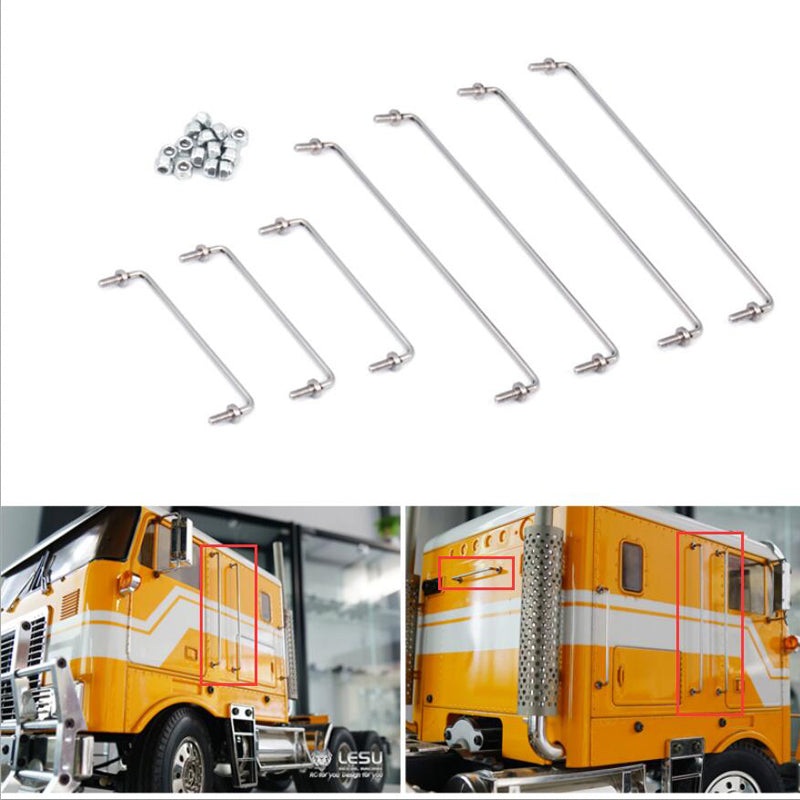 LESU Metal Cab Side Guard Protective Net Exhauster Handrails Air Filter for 1/14 DIY TAMIYA RC Globe KING Tractor Truck 1Set Metal Cab Side Guard