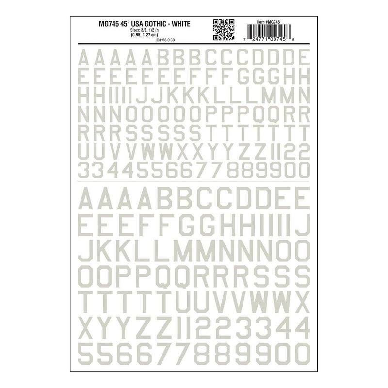 WOODLAND SCENICS USA Gothic Alphabet & Numbers Decals – Whi