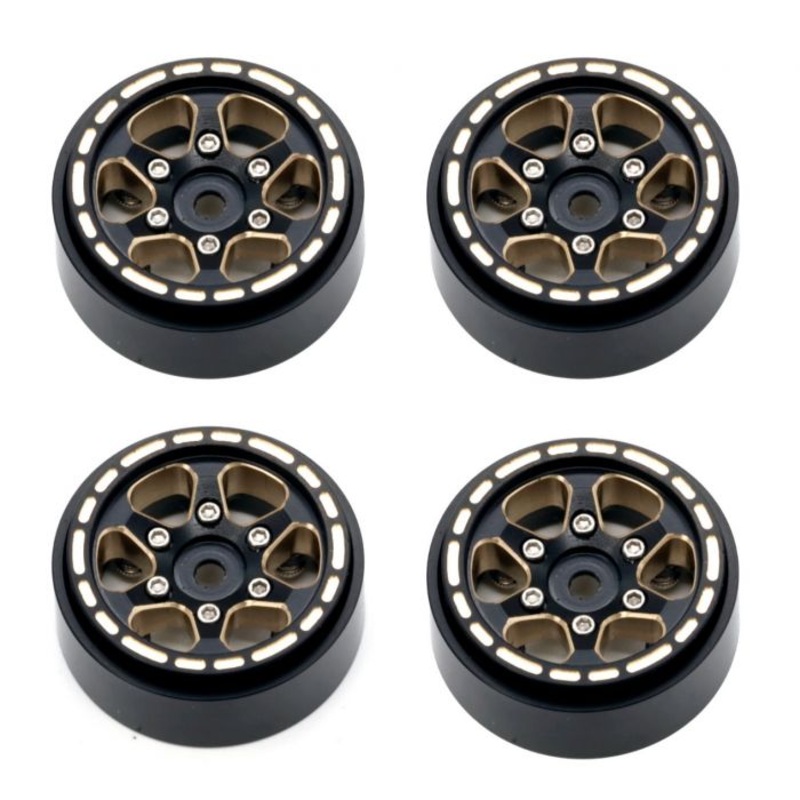 PHSCX24110 Powerhobby 1.0″ Black Brass Beadlock Crawler Wheels, for 1/24 Axial SCX24